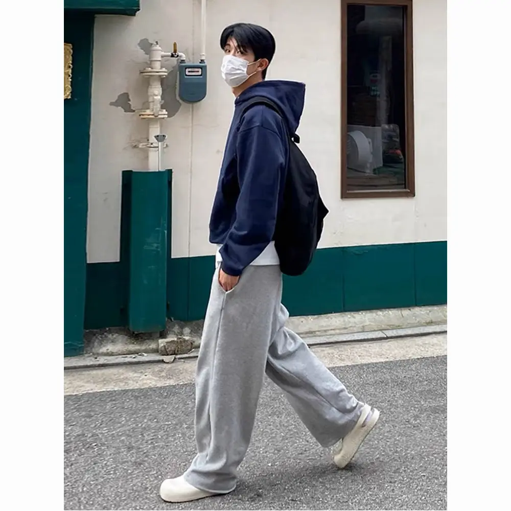 

New Korean-style Trendy Wide-leg Sweatpants, Loose Grey Sport Pants and Casual Long Pants for Both Men and Women