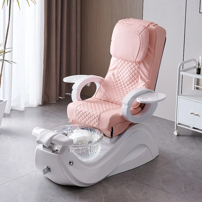 Salon Beauty Nail Whirlpool Discharge Pump สปาเท้านวดสีชมพูเก้าอี้ทําเล็บเท้า