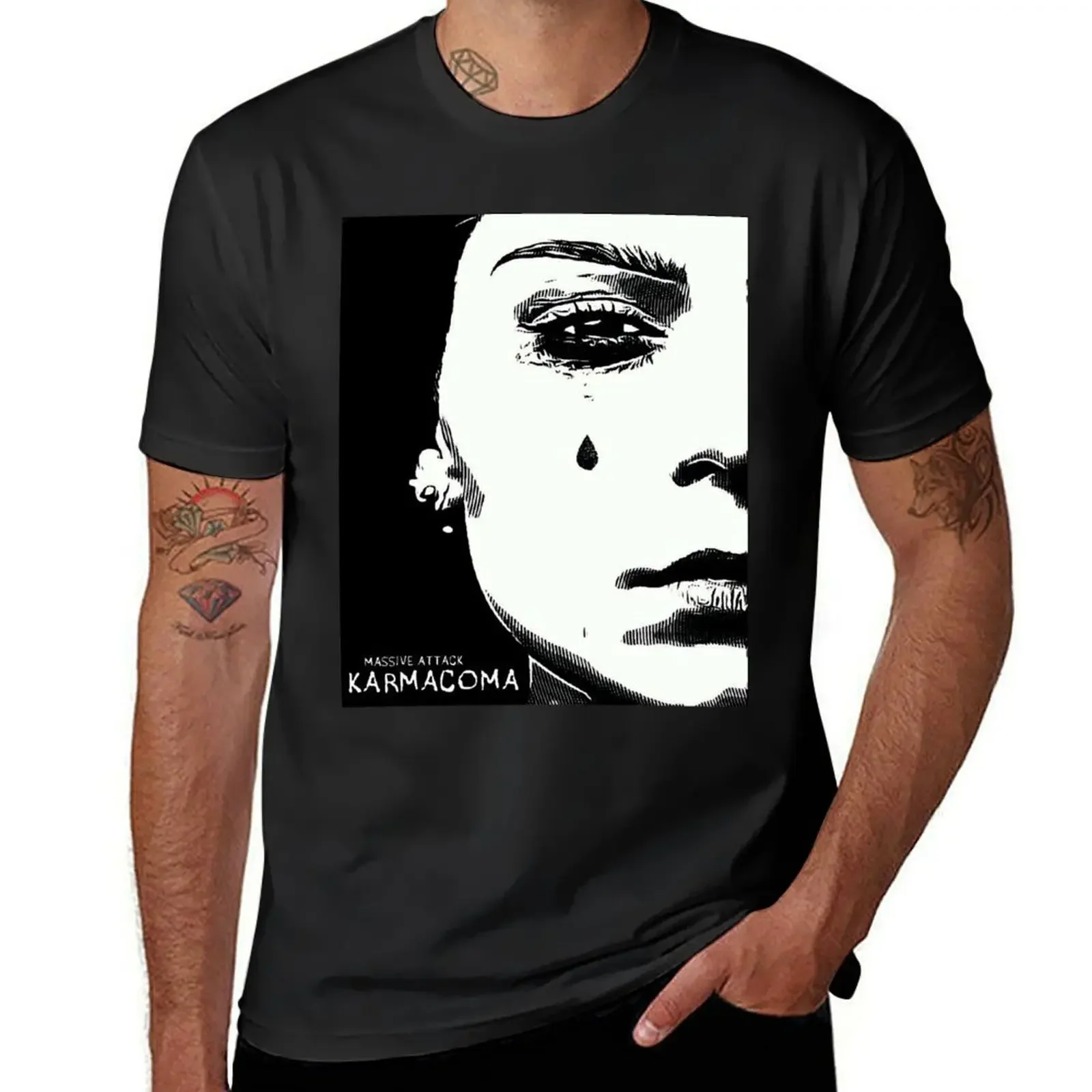 MASSIVE ATTACK TEARDROP KARMACOMA PRINT T-Shirt oversized custom shirt t shirts for men cotton