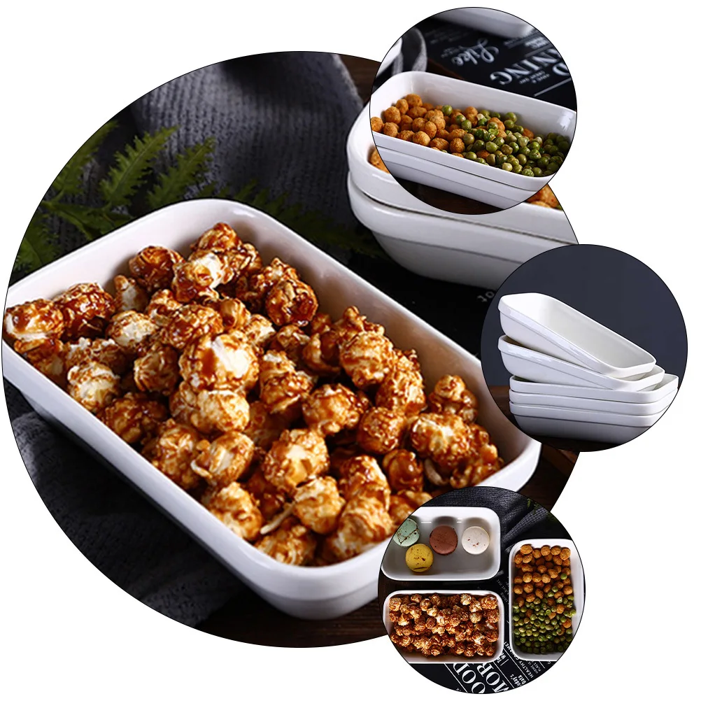 

Ceramic Dish Rectangular White Food Grade Material Stable Bottom Multiuse Home Cafe Buffet Ceramic Storage Plate
