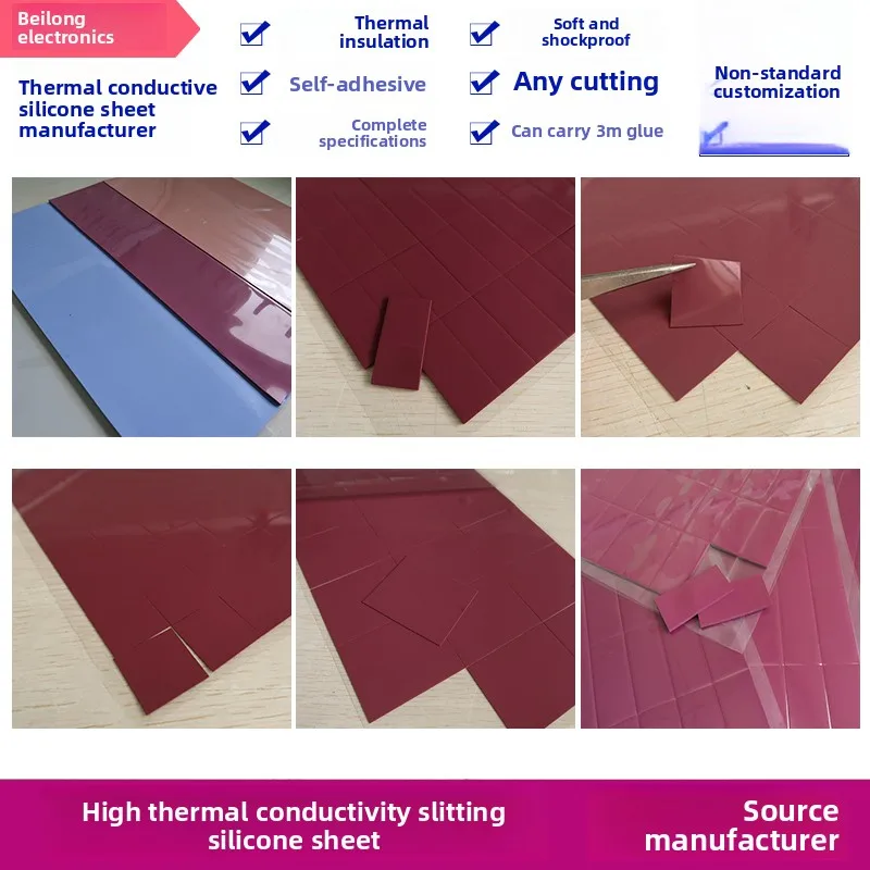 8.0W High Thermal Silicone Sheet - Purple Cut, Soft Pad for CPU/GPU Cooling (Solid Grease Pad)