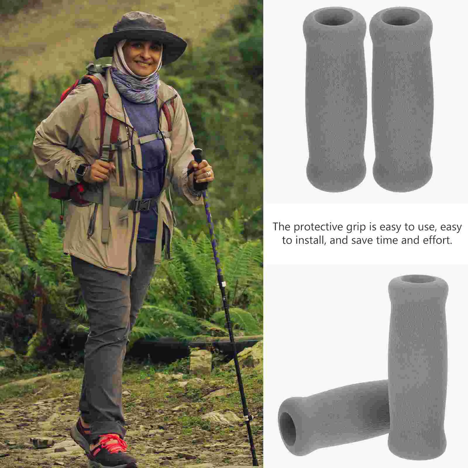 3 Pcs Hiking Pole Handle Walker Foam Sponge Grip Walking Stick Cover 4pcs (black) Elderly Chair