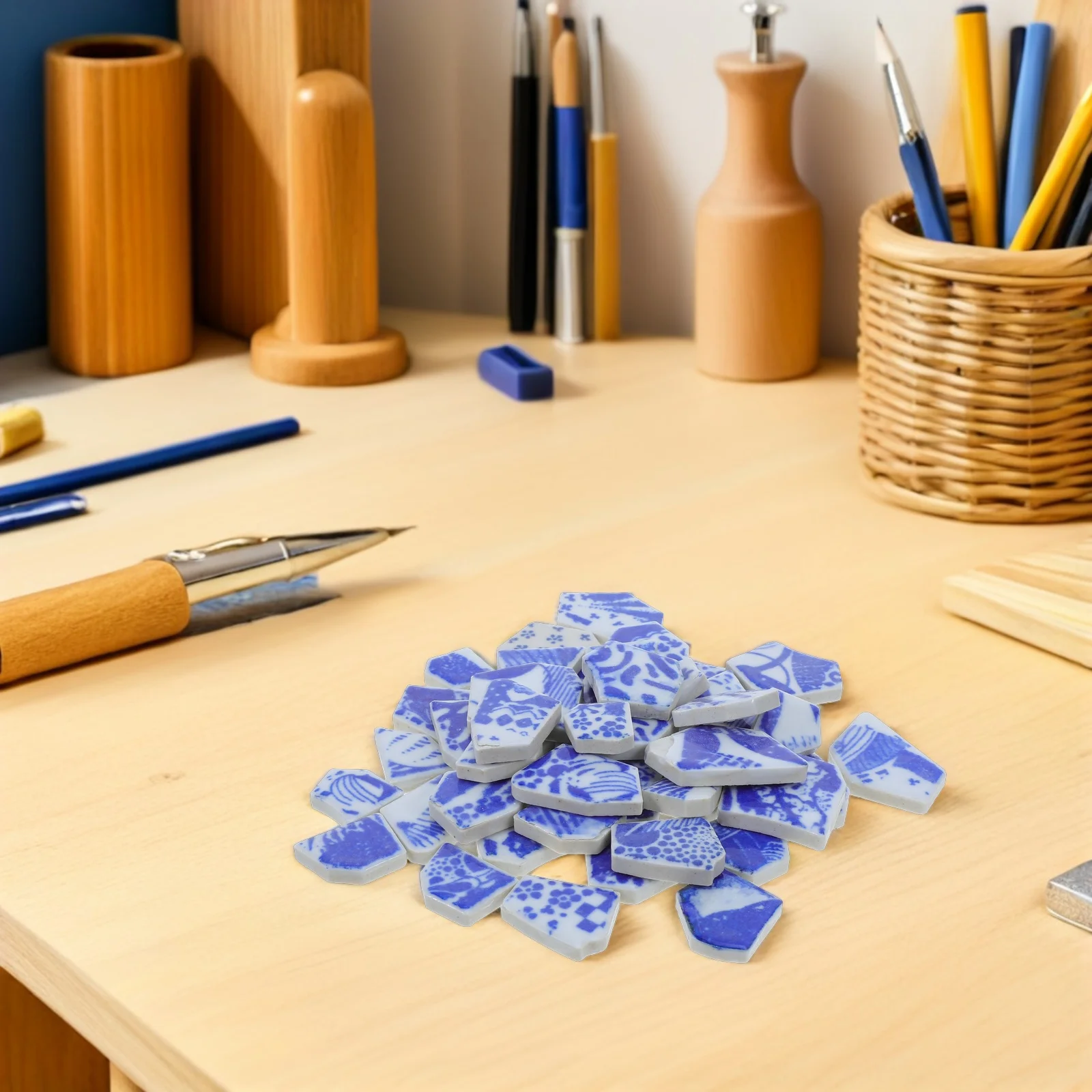 

1 Pack Blue White Porcelain Tile Chips Irregular Ceramic Mosaic Pieces For Wall Decor Diy Home Craft Projects Broken China