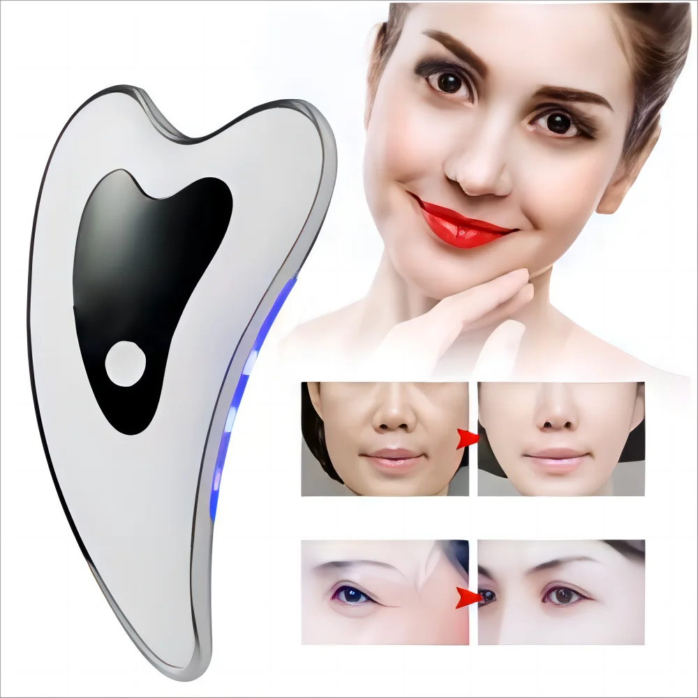 

massage scraping Anti-wrinkle beauty device anti aging skin firming warm red blue led facial massage device multifunctional