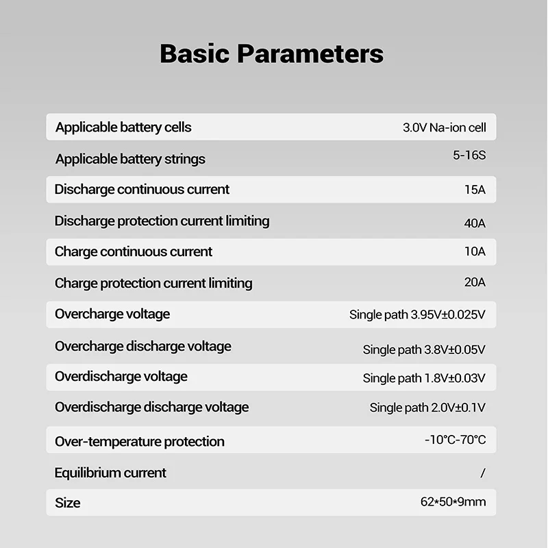 Heltec BMS Sistema de gestión de baterías: compatible con baterías de iones de sodio 5-16S 3,0 V, carga de 10 A y descarga de 15 A