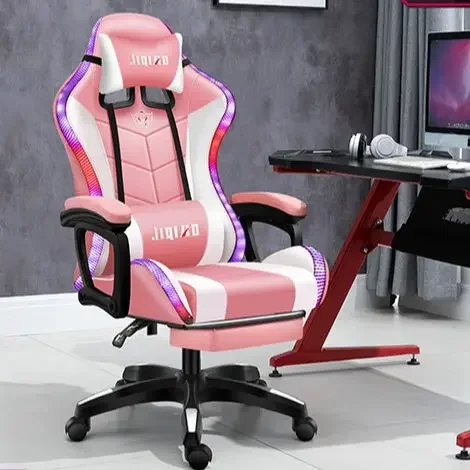 Benutzer definierte rosa LED RGB Computer PC Spiel Stuhl Gaming Pu Leder Silla Gamer Massage Racing FashionGaming Stuhl