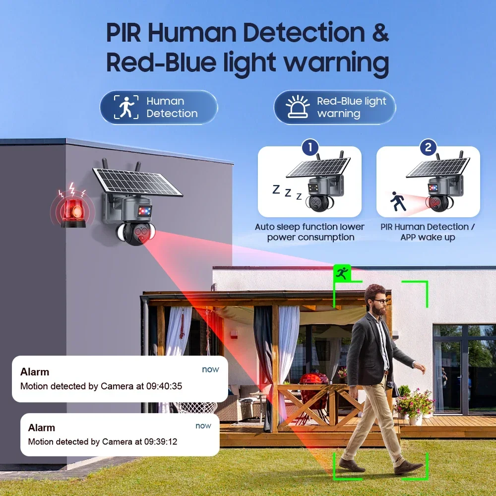 Imagem -05 - Câmera Solar Impermeável ao ar Livre Cctv ip Cam Proteção de Segurança Rastreamento Vigilância Ptz Lente Dupla 12x Zoom 4g Sim Slot 8mp 4k