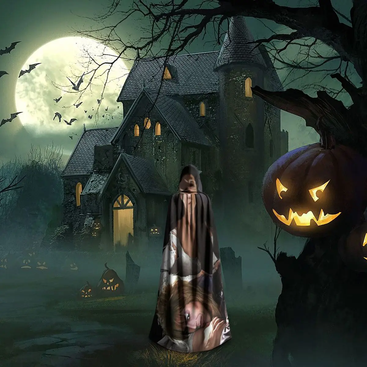 Jareth ملك العفاريت الوقاية في متاهة طويلة مقنعين عباءة ساحرة القرون الوسطى زي تأثيري كيب حفلة الهالوين للجنسين