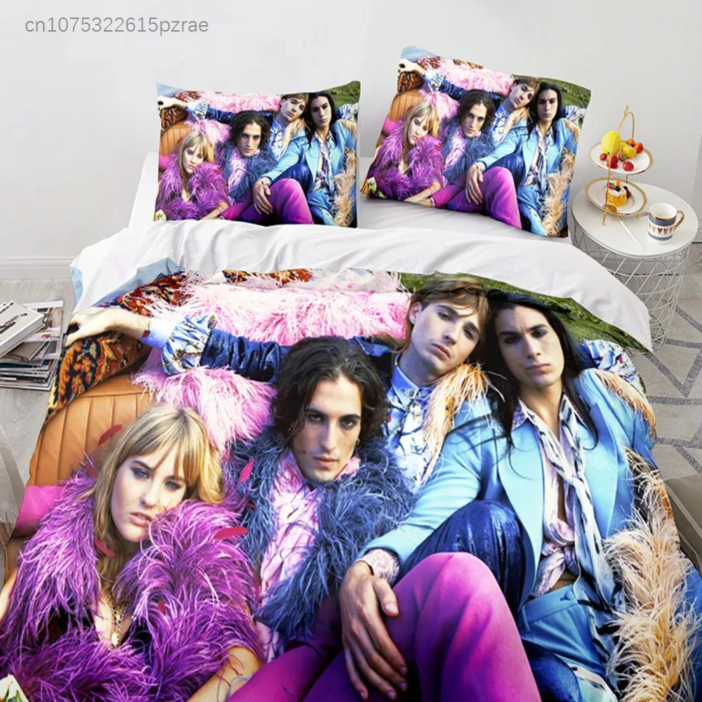 Maneskin Damiano David Bedding Set Pillowcase Rock Band Maneskin Quilt Cover Gift For Rock Band Enthusiasts