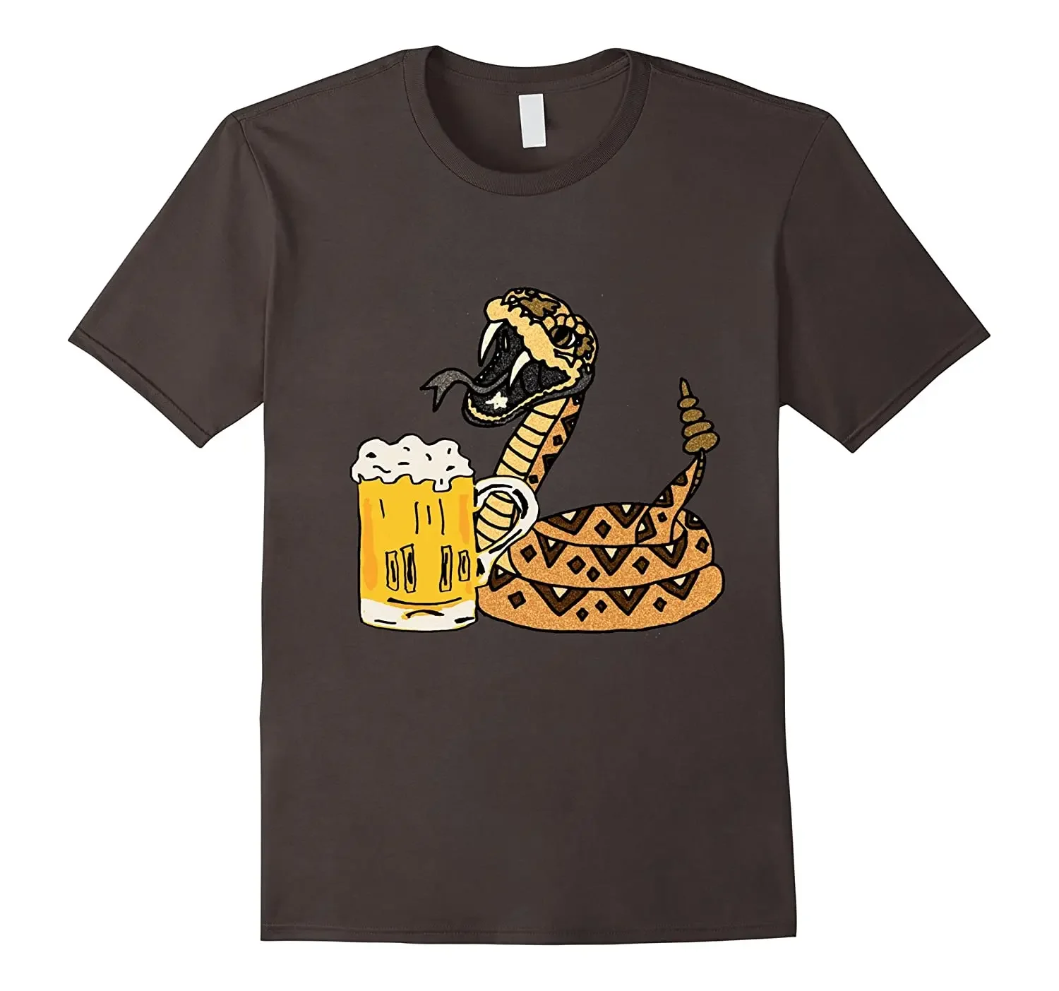 Funny Rattlesnake Drinking Beer T-Shirt. Summer Cotton Short Sleeve O-Neck Mens T Shirt New S-3XL