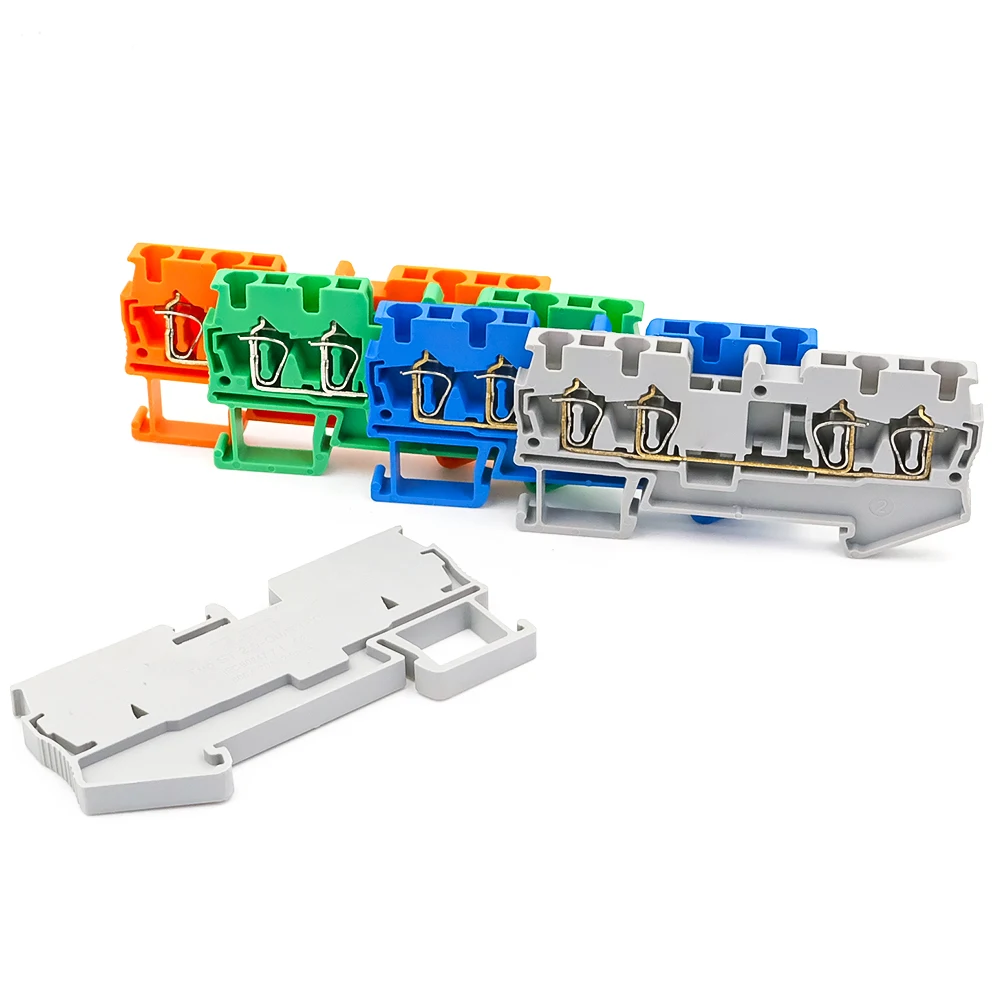 10Pcs DIN Rail Terminal Block ST 2.5-QUATTRO, 4-Conductor 2.5mm² Spring Clamp Compact Electrical Connectors for Sensor