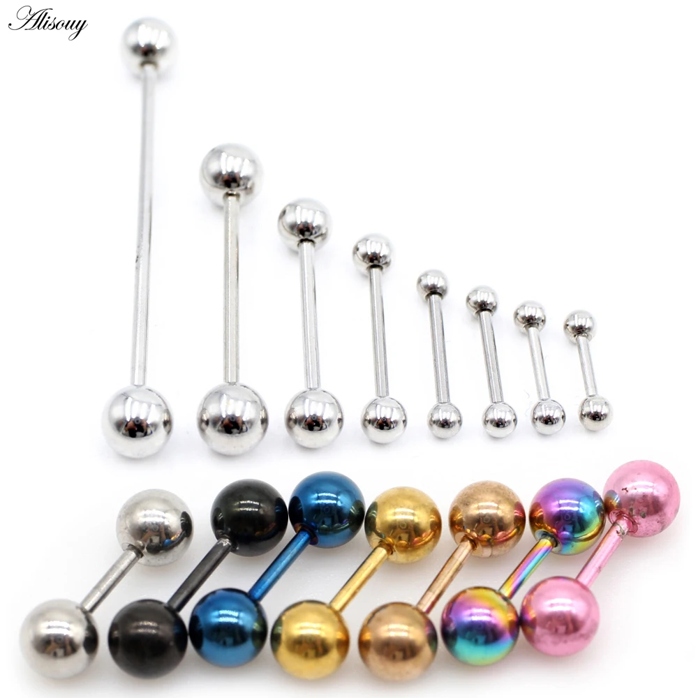 2PC Stainless Steel Ball Industrial Barbells Dumbbell Bar Scaffold Unisex Ear Stud Cartilage Earring Helix Piercing Body Jewelry