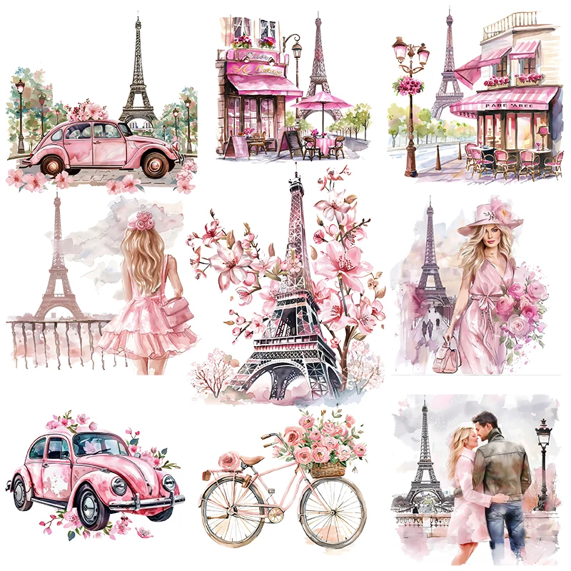 20 pegatinas impermeables para teléfono móvil, portátil, equipaje, juguetes para niños, diseño de Sakura, para amantes de la Torre Eiffel