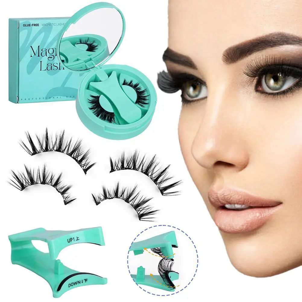 Magnetic Eyelashes 1 Pair Reusable Magnetic Eyelashes Natural Looking Magnetic Lashes Kit With Applicator Eyelash Curler Set