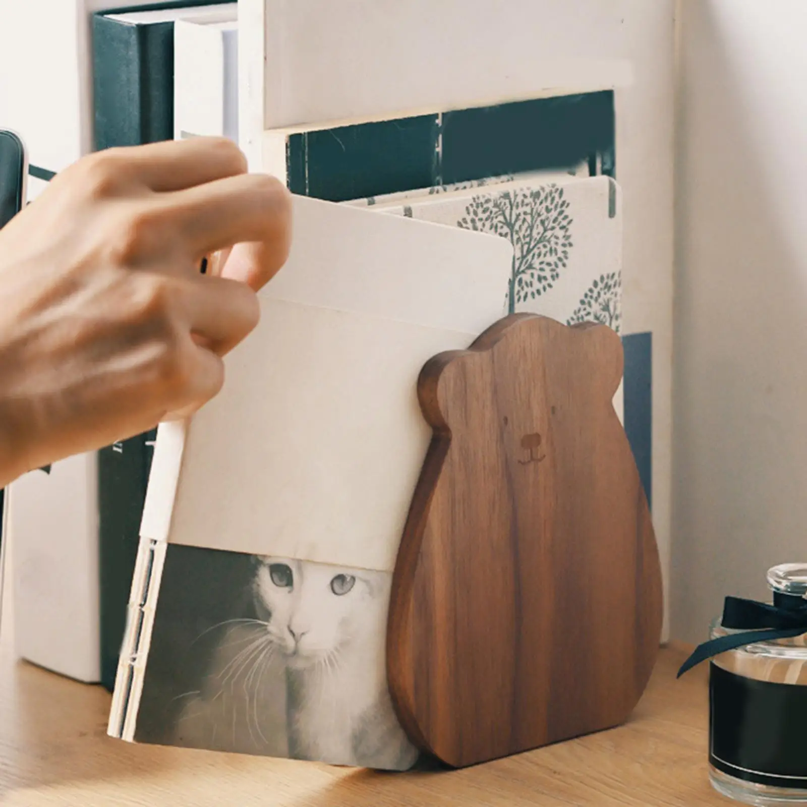 Houten Boekensteun Stop Boekenplank Organisator Decoratief Creatief Voor Kerst Recept Records School