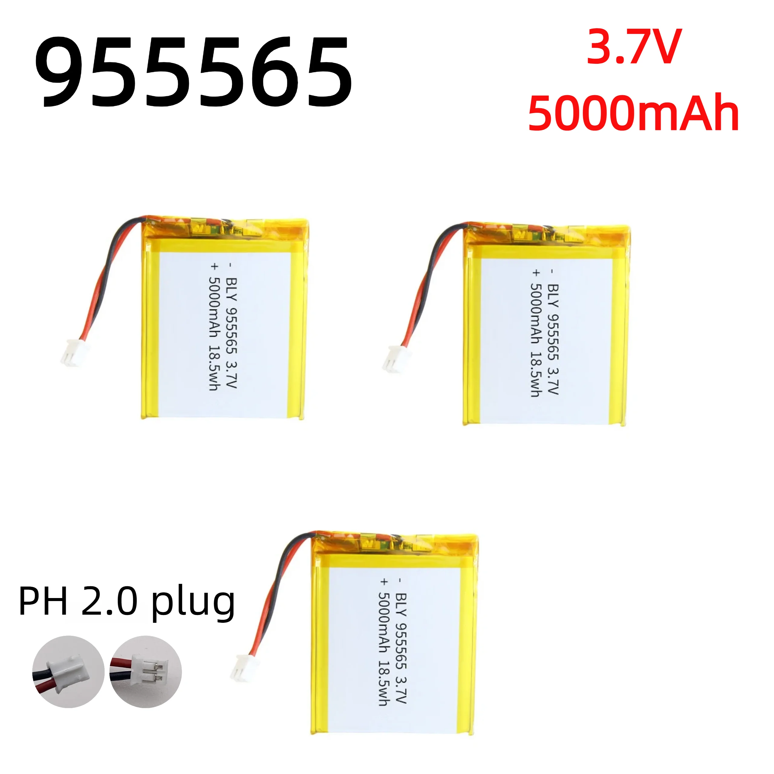 

3.7V 5000mAh 955565 Polymer Lithium Ion Battery 100% Real Capacity Rechargeable for Power Bank GPS Bluetooth Speaker SmartDevice