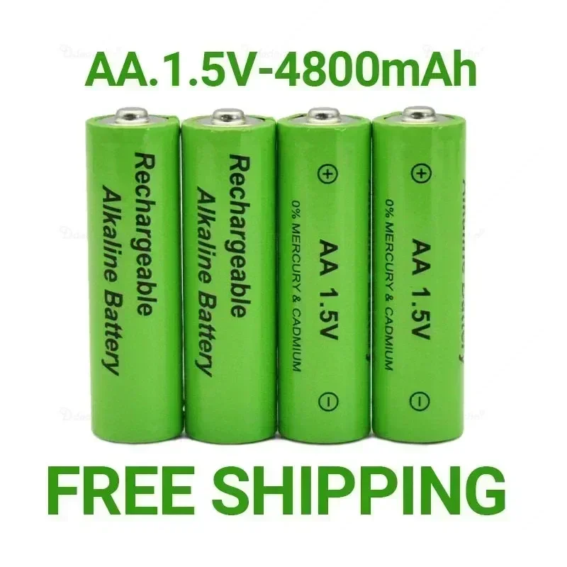 Free Shipping 1.5V AA Battery 4800mAh Rechargeable Battery NI-MH 1.5 V AA Battery for Clocks Mice Computers Toys So On.