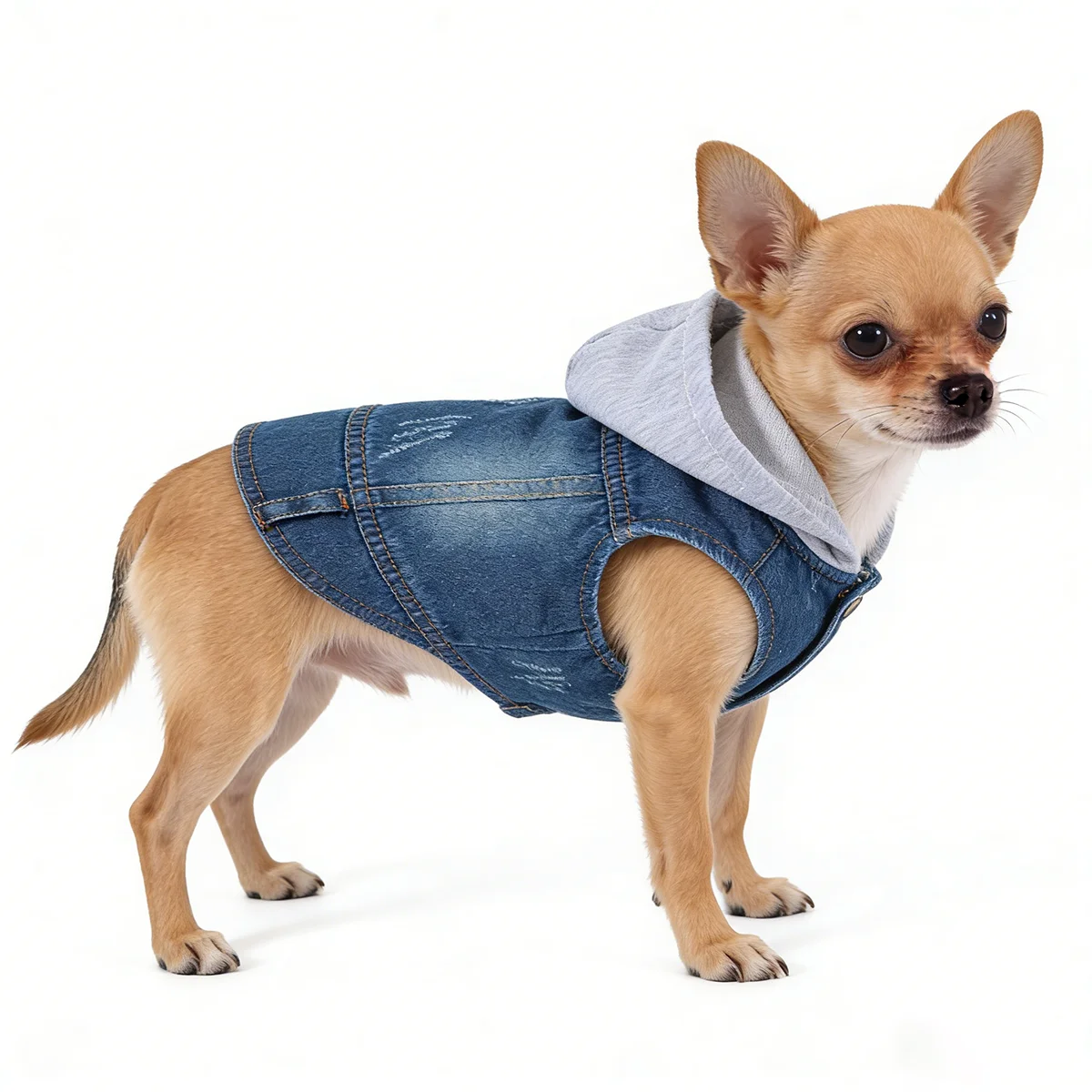 

Denim Dog Clothes for Pitbulls Dachshund Fashion Dog Jeans Jacket Blue Cowboy T-shirt for Shih Tzu Cool Apparel for Small Dogs