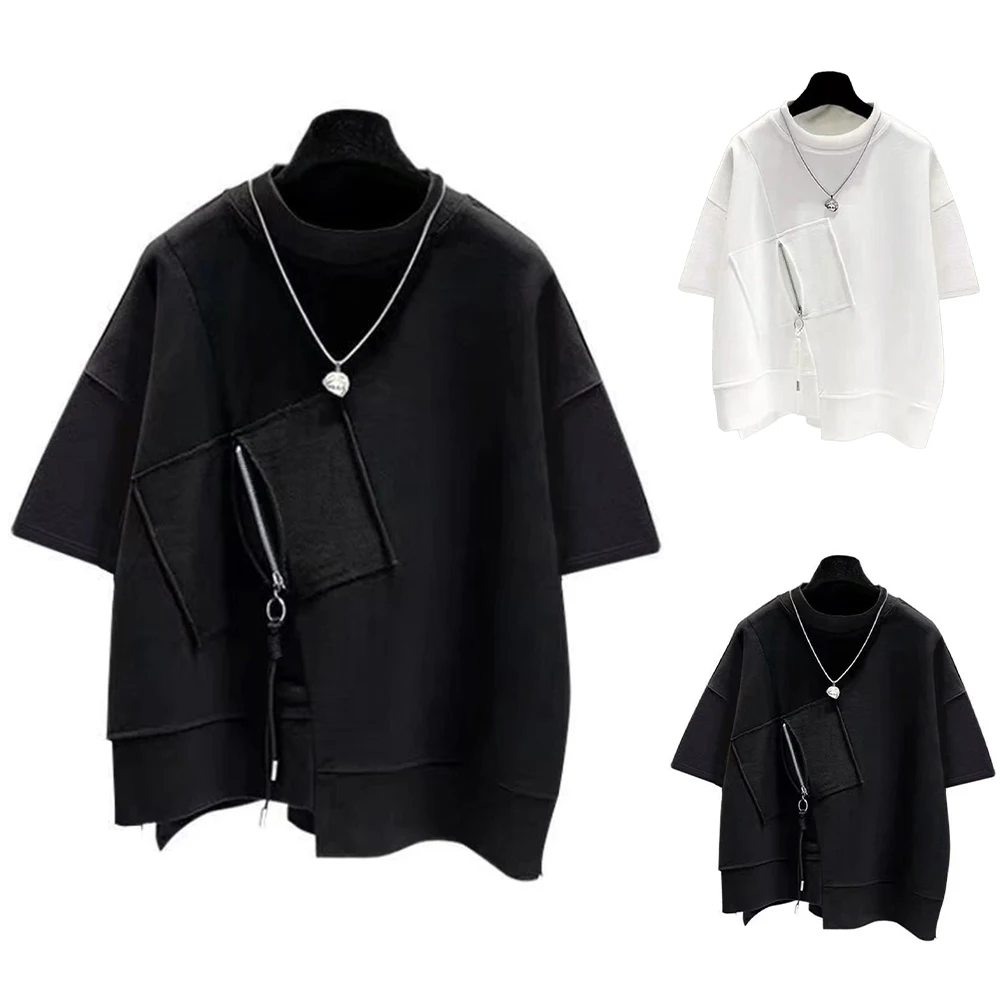 ذكر تي شيرت الرجال المألوف وسيم الحد الأدنى عادية OOTD منتظم كم قصير الصلبة أنيق الصيف العصرية