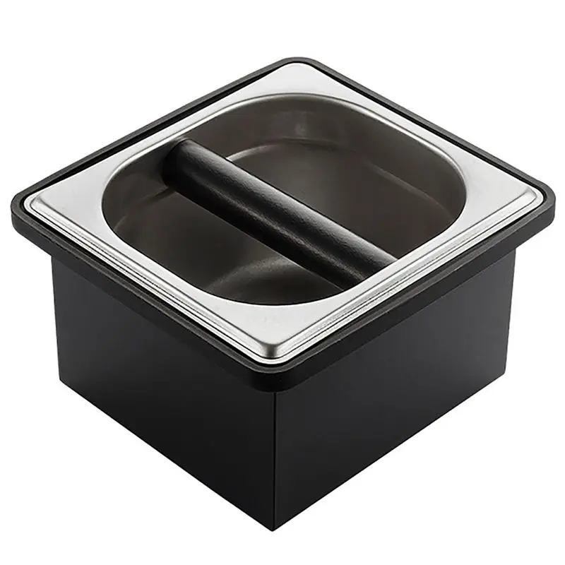 

A36T-Coffee Knock Box With Silicone Knock Bar& Non-Slip Base- Stainless Steel Espresso Machine Accessory Set