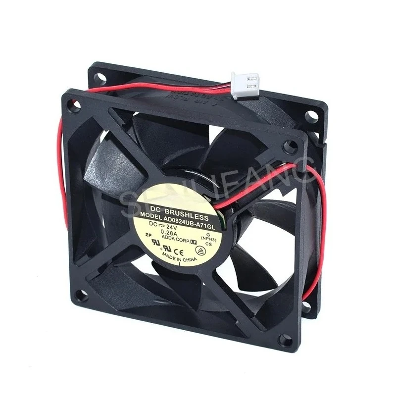 

2pcs New For ADDA AD0824UB-A71GL 24V 0.26A 80 * 80 * 25mm Two Wires DC Brushless Cooling Fan