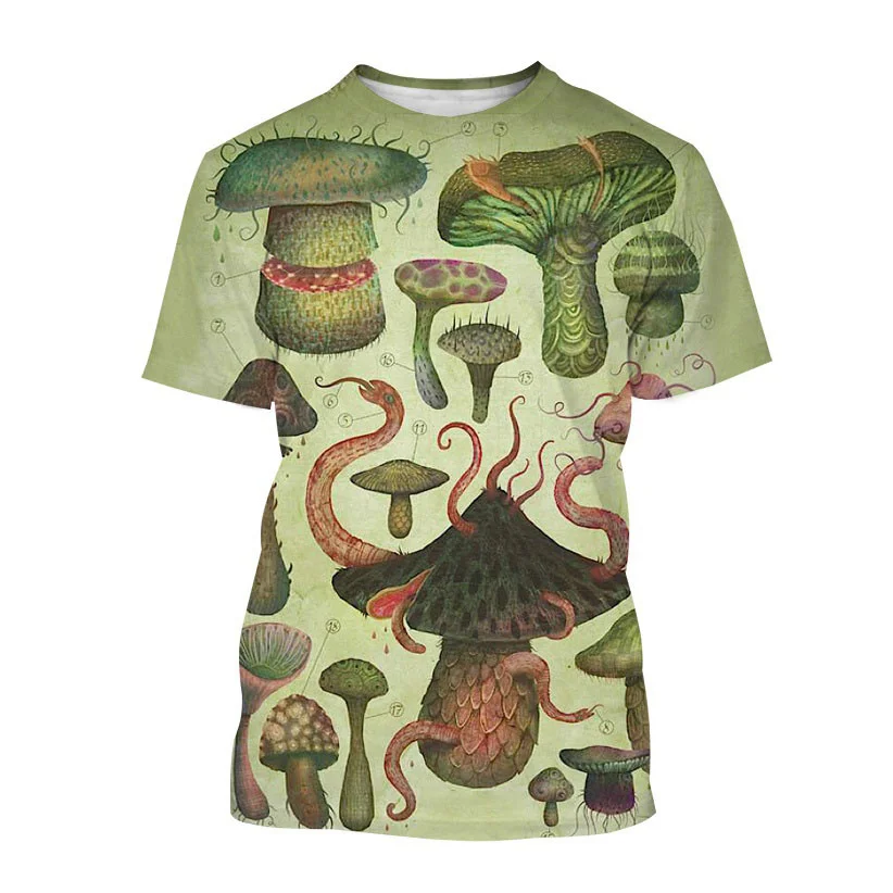 Summer Funny Psychedelic Mushroom 3D T Shirt Unisex Personalized Cool Mushroom Creative Short Sleeve Men Tees Women Tops