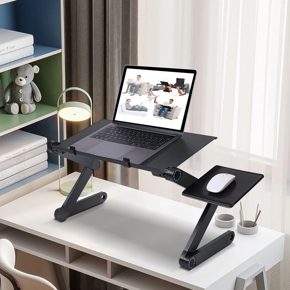 Support Pc Table Ordinateur Tablette Lit Pliable Laptop Portable 360 ° RéGlable Aluminium Noir
