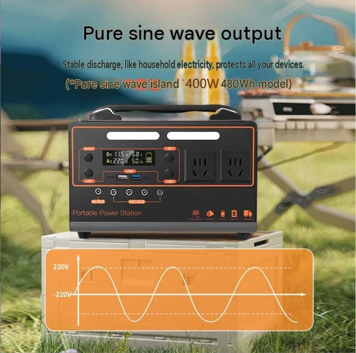 400W 480Wh Solar Generator Outdoor Portable Power Station Thain With Ergonomic Handle For Camping Travel Emergency Home Backup