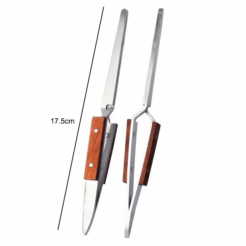 젤 퀵 빌딩 연장 네일 쉐이핑 핀셋 스테인리스 스틸 나무 손잡이 곡선 핀칭 도구 다기능