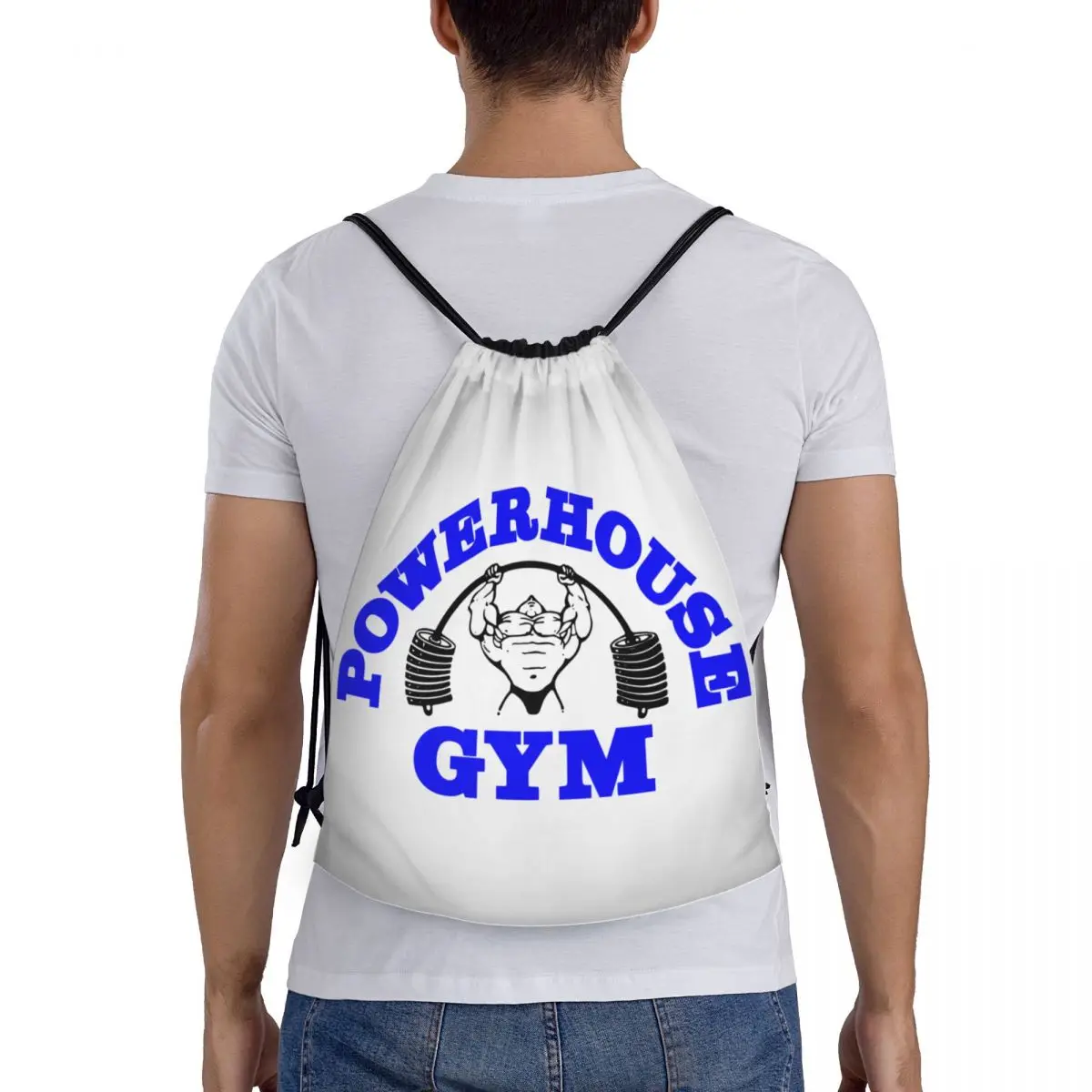 Powerhouse Gym Drawstring Backpack Women Men Gym Sport Sackpack Portable Bodybuilding Fitness Shopping Bag Sack