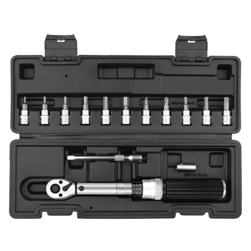 2.5-30Nm 1/4inch 14PCS Torque Wrench Set Torque Wrench Bits Set Adjustable