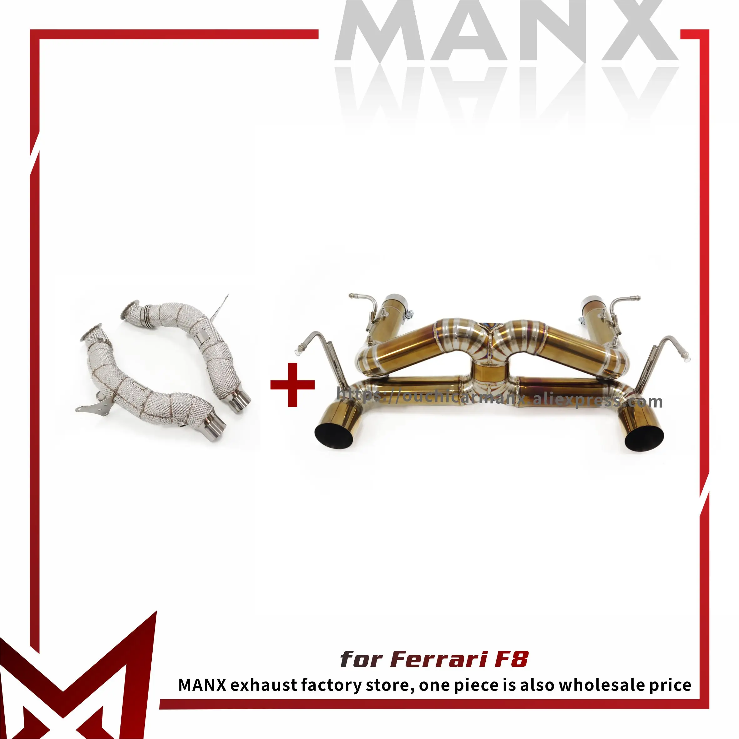 

MANX Ti Catback for F8 Spider SS304 Downpipe Catalytic Converter Exhaust system High quality X-pipe exhaust design