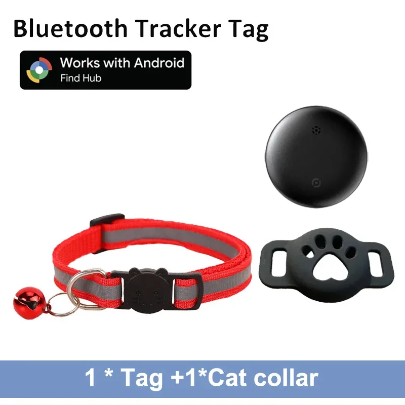 Bluetooth GPS-Tracker Kompatibel mit Google Find My (Nur Android) Wasserdichter Intelligenter Tracker-Tag mit Verstellbarem Halsband für Katzen, Haustiere