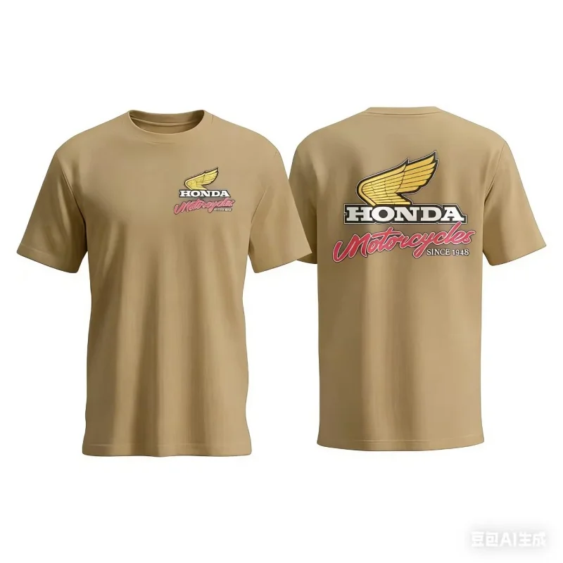 

Retro Honda Wing Printed T-shirt Heavy Cotton Retro Style Short Sleeve Men and Women
