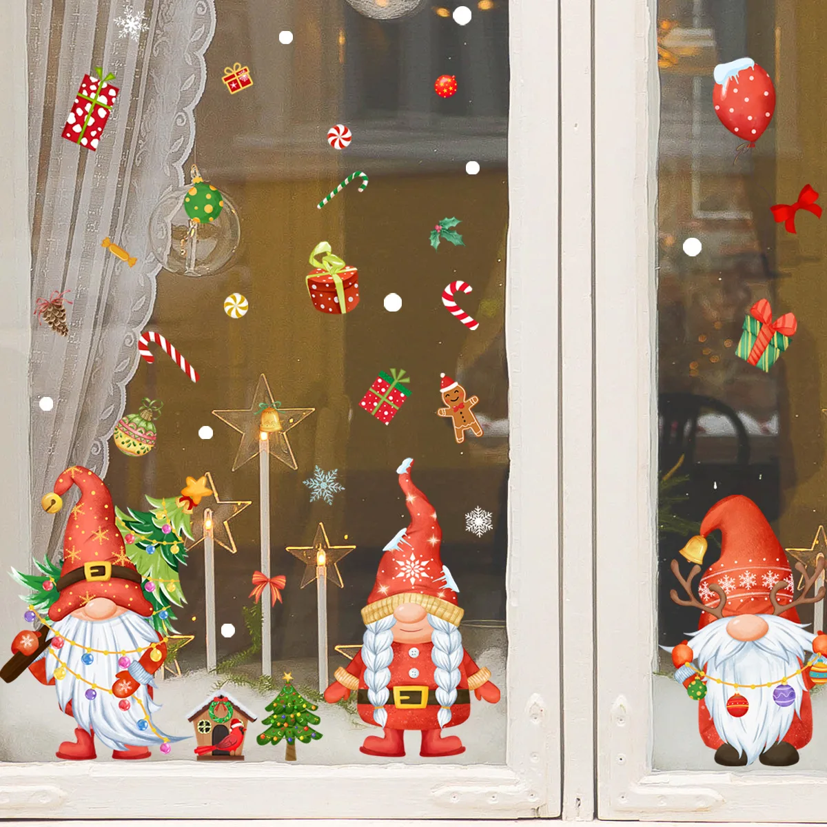 

3pcs Cartoon Santa Christmas Static Stickers Wall Stickers Double-sided Visual Glass Window Wall Stickers Wallpapers Dj4035