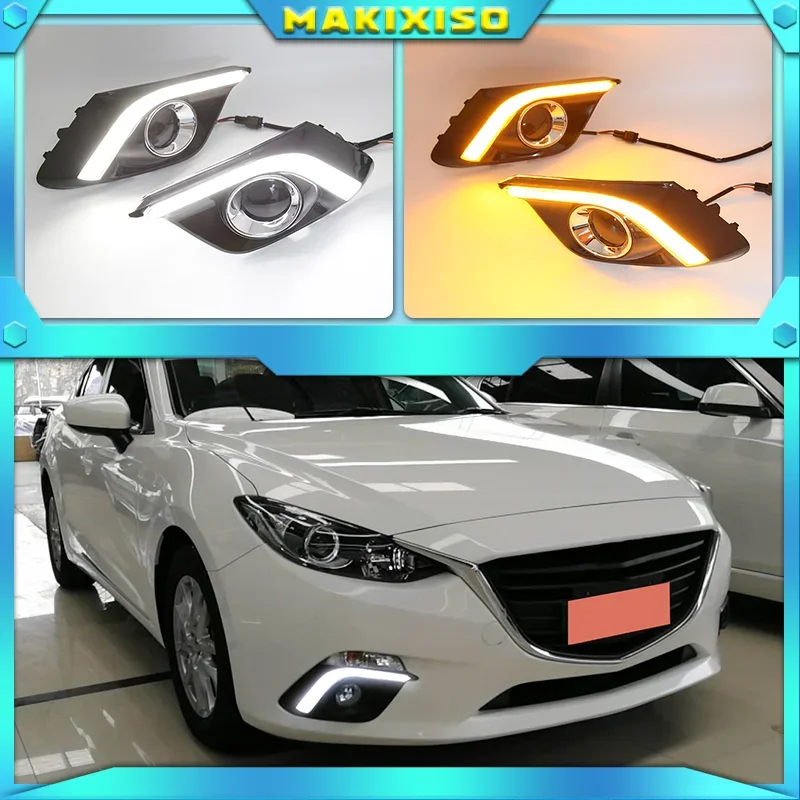 

2 шт. DRL для Mazda 3 Mazda3 Axela 2014 2015 2016 светодиодные дневные ходовые огни дневного света противотуманные фары с указателем поворота