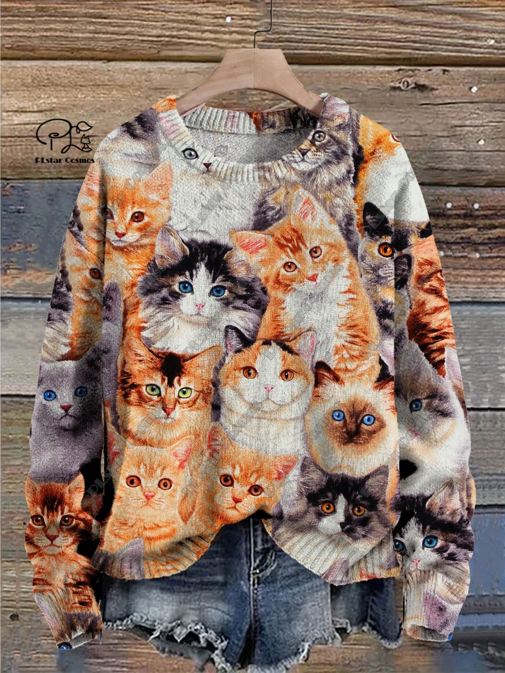 3D Printed Animal Custom Collection Cute Cats Dogs Hedgehog Pattern Ugly Sweater Street Casual Winter Sweatshirt