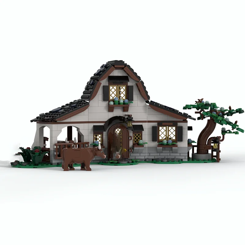 585 個 MOC ビルディングブロック中世の家の建物生物学的安定した技術レンガ DIY 組立おもちゃ建設ギフト