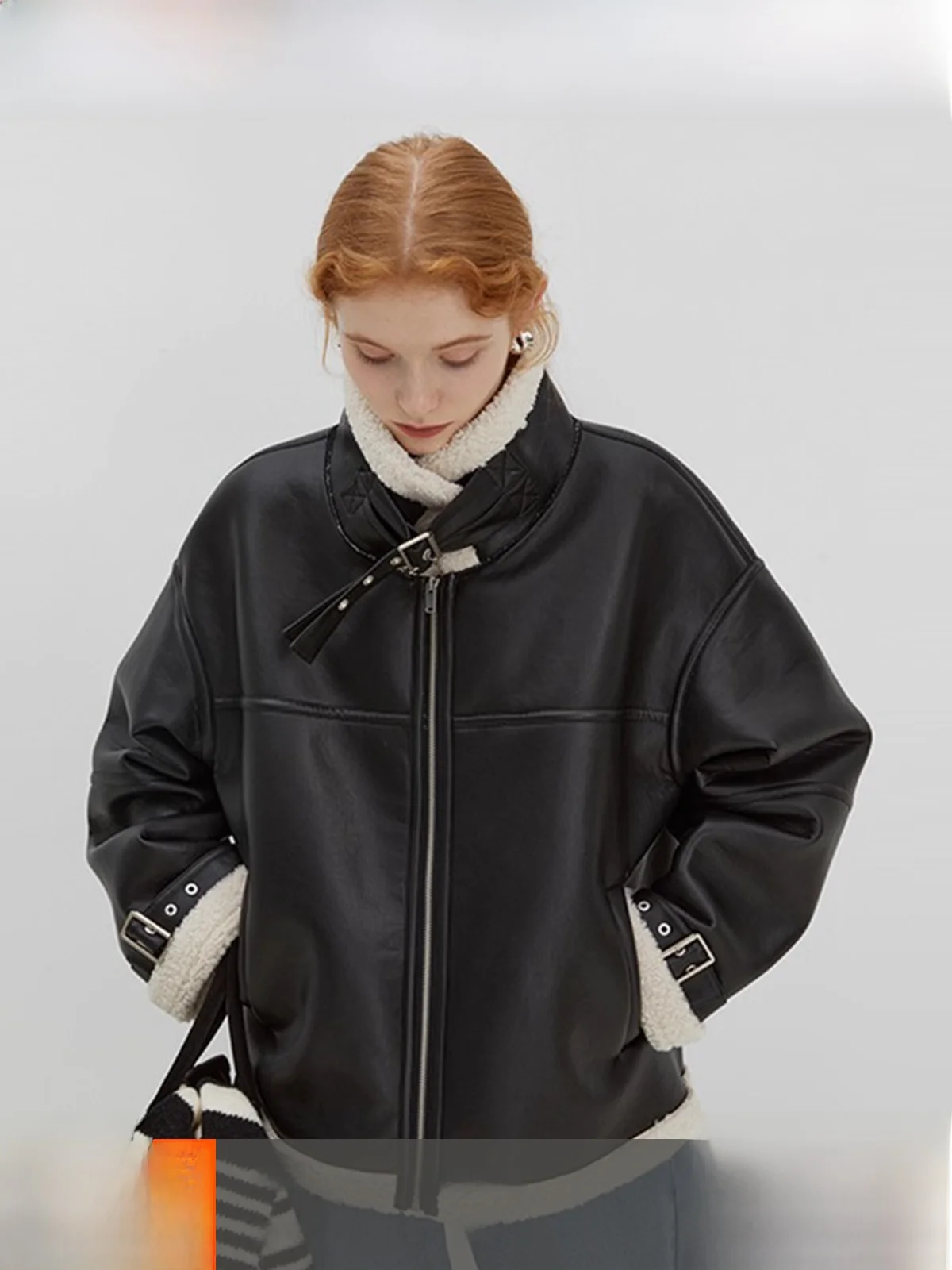 

Женский кожаный джинт Fano с мехом Thiened, новый зимний свободный мотоциклетный джинт для поездок на работу, Thiened, полиэстер, вискозная смесь