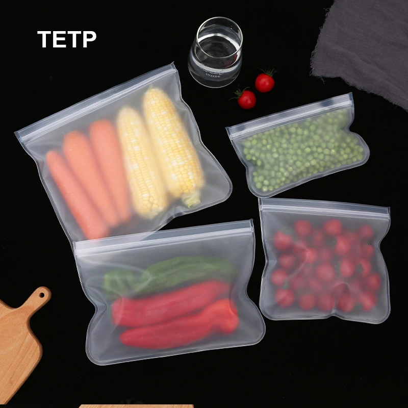 

TETP 2Pcs/Lot Silicone Food Storage Bag Organizer Leakproof Thicken Kitchen Fresh Shut Wrap Containers Reclosable Ziplock Bags