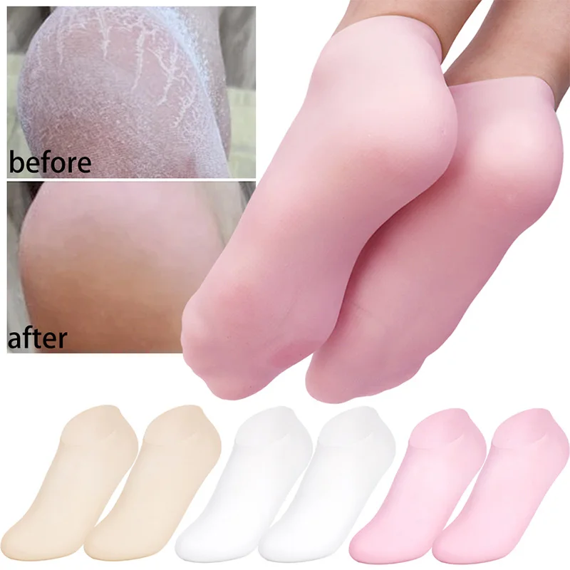 Silicone Elastic Moisturizing Foot Care Socks, Softening Calluses Exfoliating Foot Cover, Dry Cracked Feet Spa Massage Gel Socks