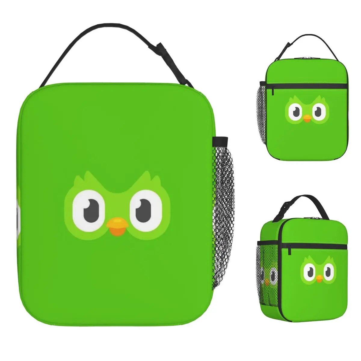 

Duolingos Owl Duo Сумка для обеда Ланч-бокс для взрослых Пикник Портативная изолированная сумка-холодильник Оксфорд Графический дизайн Термосумки-тоут