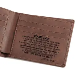 To My Son Engraved PU Leather Wallet Purse Dad or Mon to son for Birthday Graduation Christmas Gift