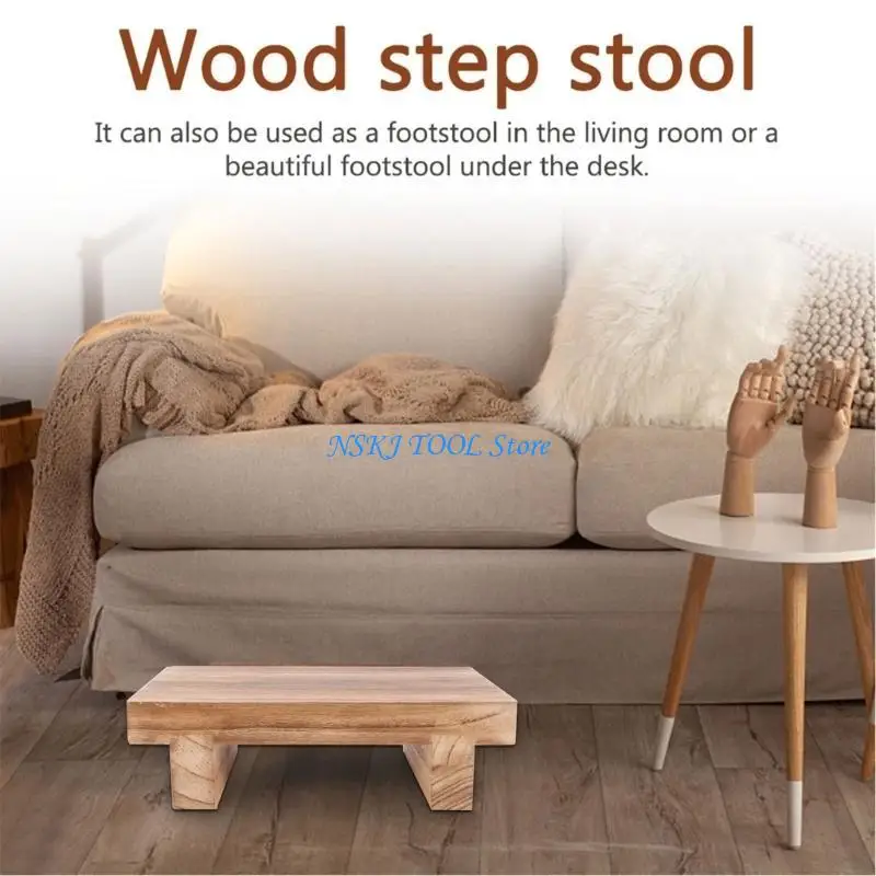 L8RCポータブル木製ステップスツールノンスリップ機能ベッドサイドとキッチン用のウッドスツール