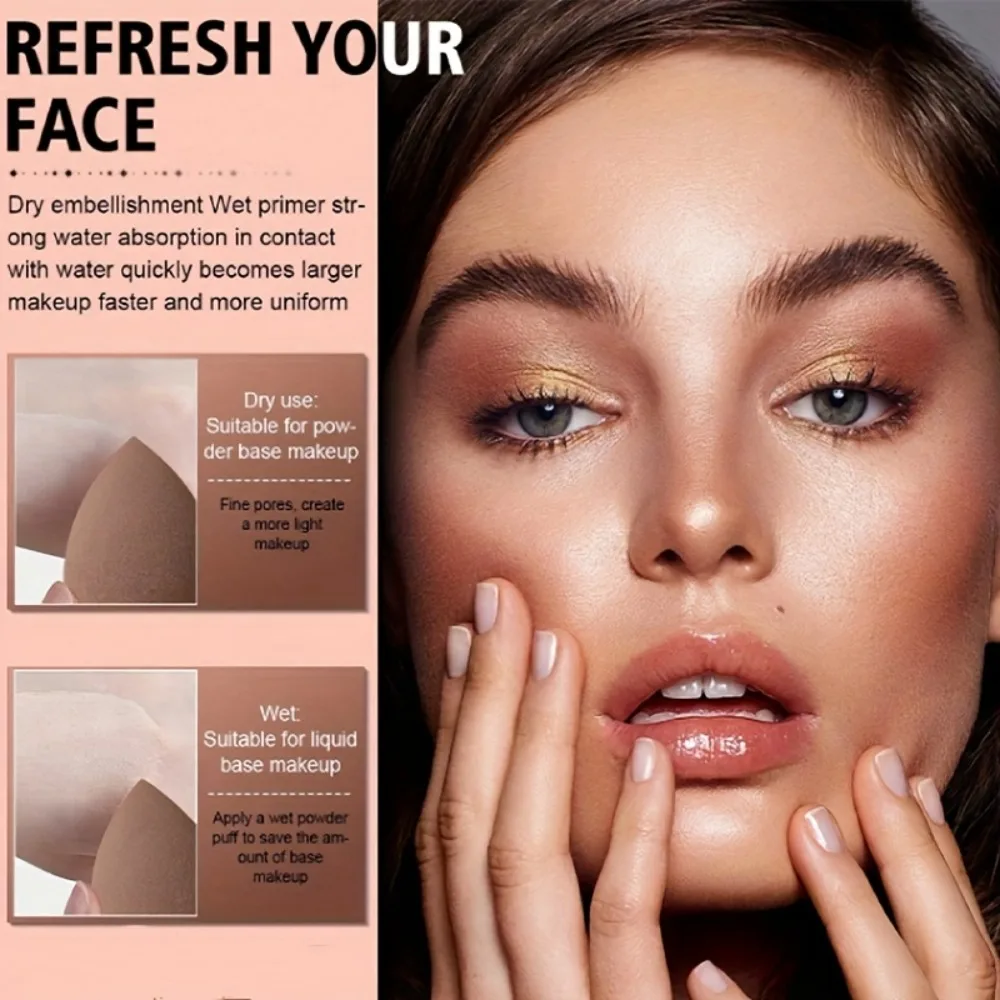3/15Pcs Makeup Sponge Set with Storage Jar Velvet Makeup Sponge Finger Puff Foundation Cosmetic Puff Wet Dry Use