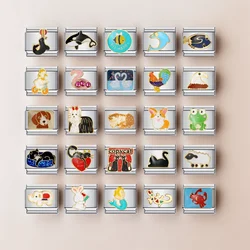 Italian Charm Bracelets Y2k Animal Dog Cat Dolphin Swan Fish Links Fit 9mm Stainless Steel Bracelet Jewelry DIY Making Jewellry