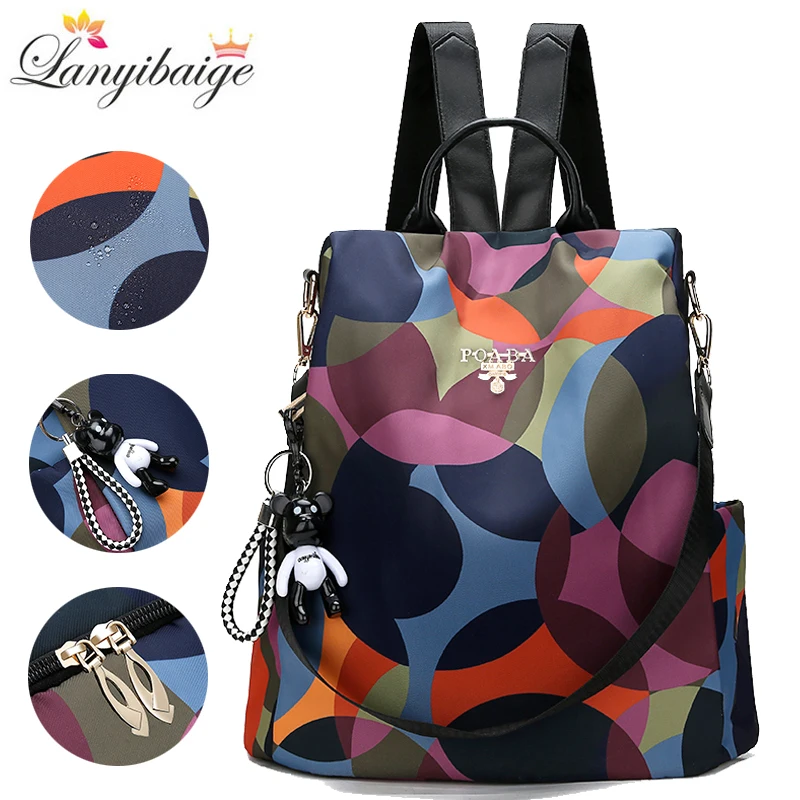 Mochila de tela Oxford para mujer, bolso de hombro, escolar, ligera, de viaje, 2024