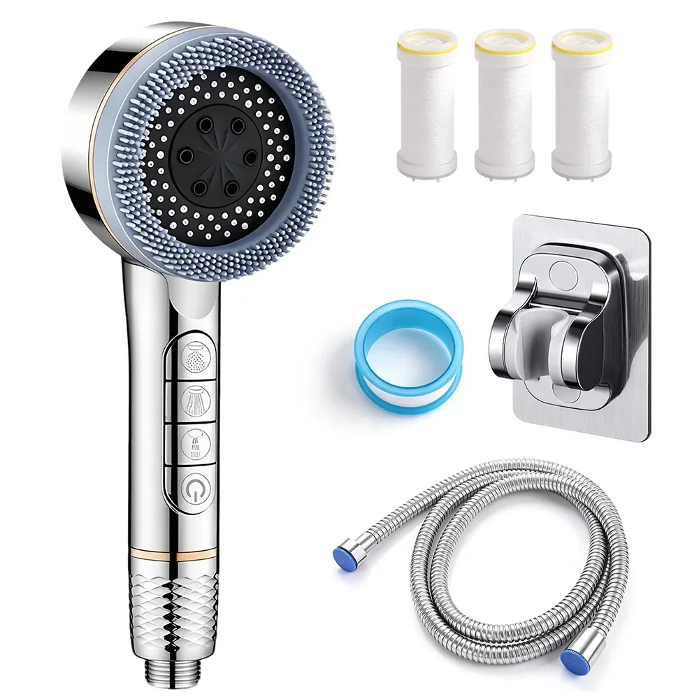 

Filtered Supercharged Shower Head Head Four-speed Shower Heads Adjustable Water Massage Sprayer Home Bathroom Accessories