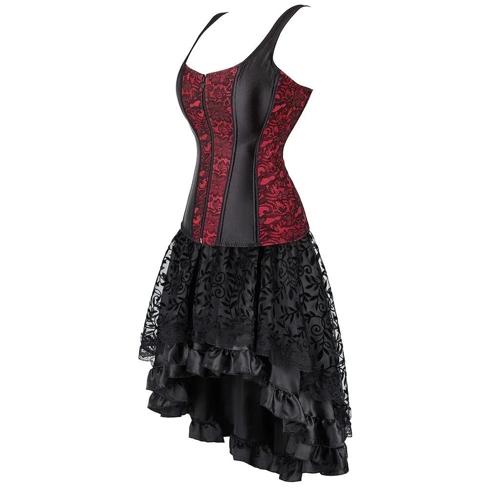 Abito corsetto donna Burlesque corpetto corsetti Vintage con cinturini Steampunk Bustier gonna Plus Size costumi da festa di fidanzamento