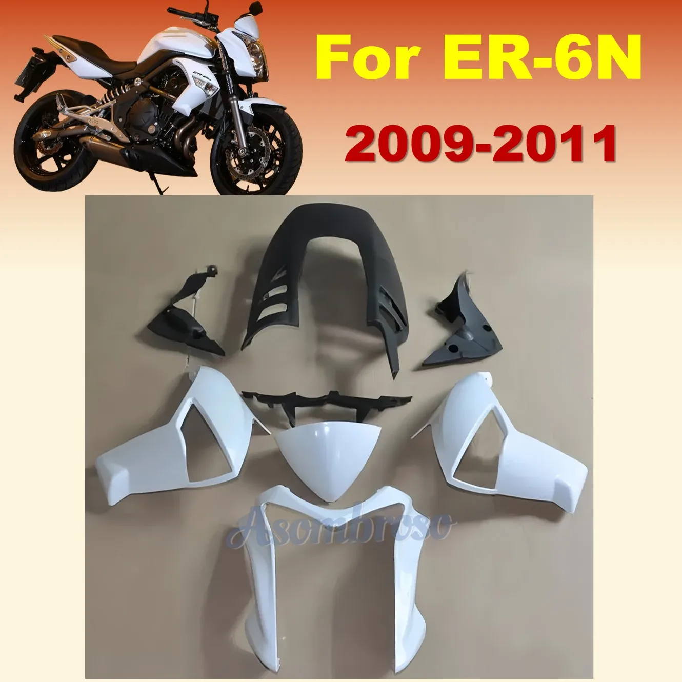 

Custom ABS Plastic Set for Kawasaki ER 6N 2009 2010 2011 ER-6N ER6N Motorcycle Accessories Injection Molded Fairings